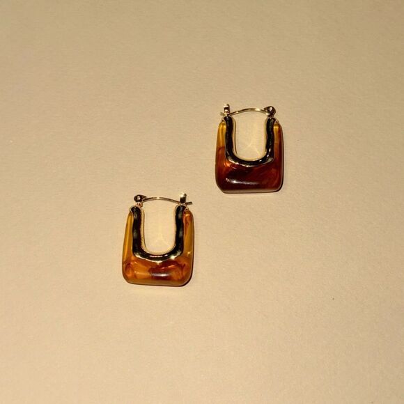 Brown crystal hoop earrings N948 - Picture 2 of 4